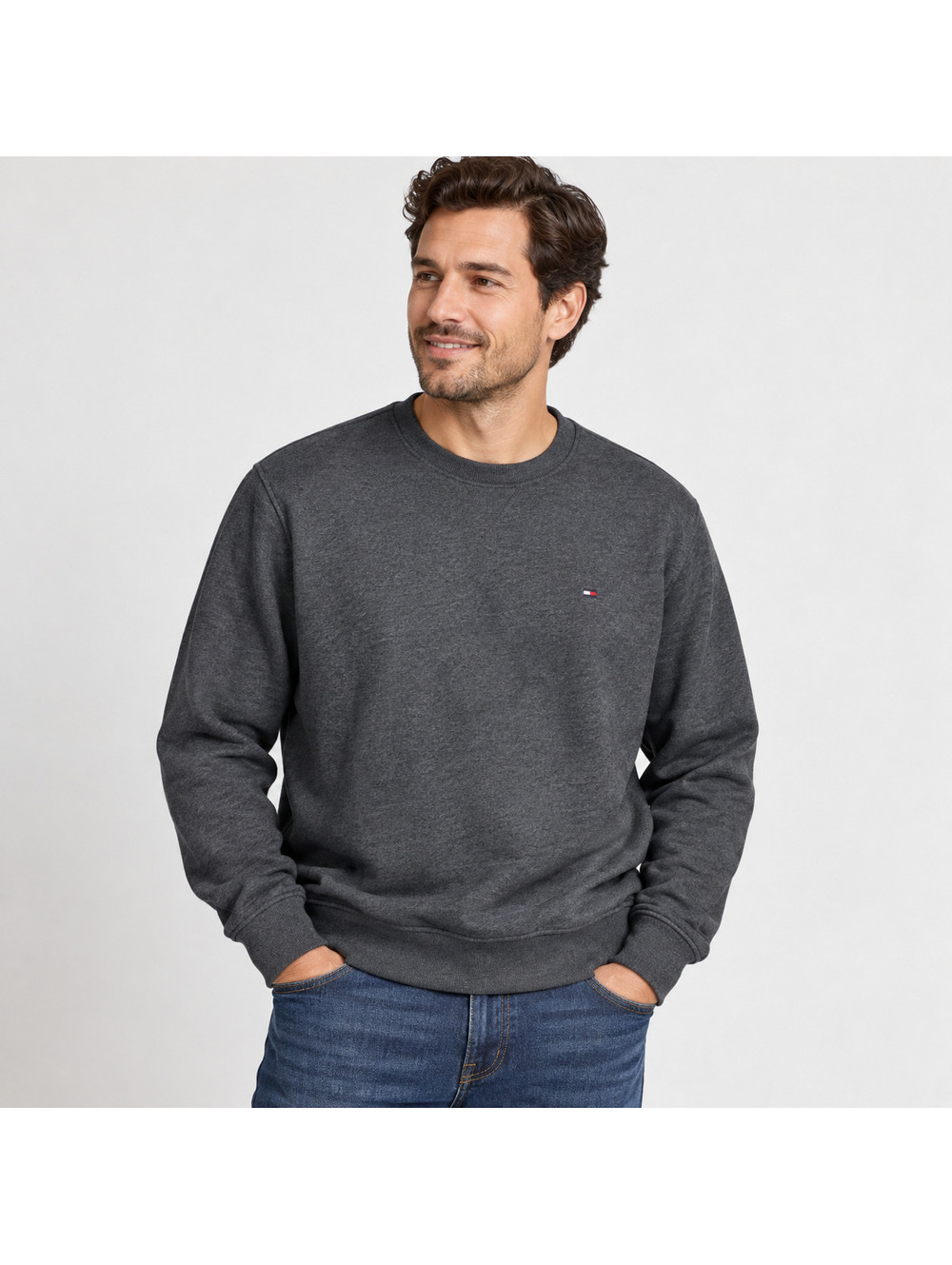 Tommy Hilfiger Men's XXL Charcoal Gray Crewneck Logo Sweatshirt